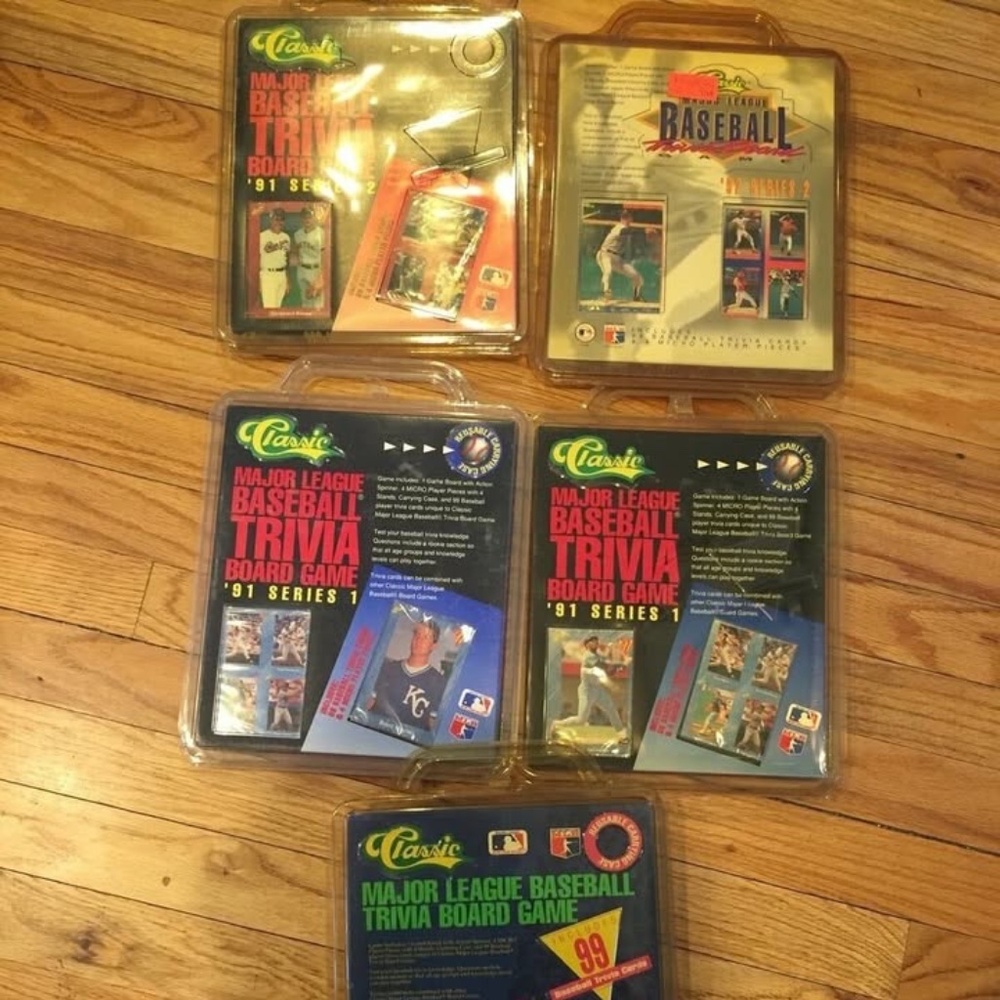 (5) 1990 to 1992 Classic Baseball Card Trivia Game Different Factory Sealed Sets